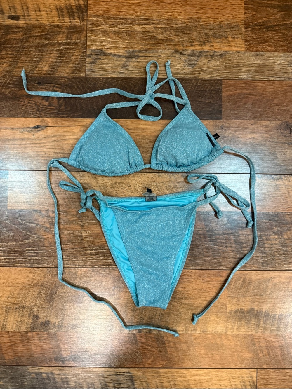 Kendall & Kylie Shimmery Blus Triangle Tie Bikini